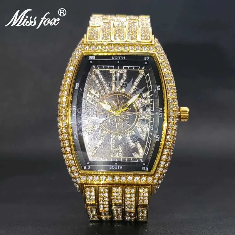 Altri orologi Orologi da uomo grandi Orologi da polso al quarzo originali di lusso in oro per orologi da polso grandi da uomo con diamanti zirconi ghiacciati Nuovo Dropshipping J240131