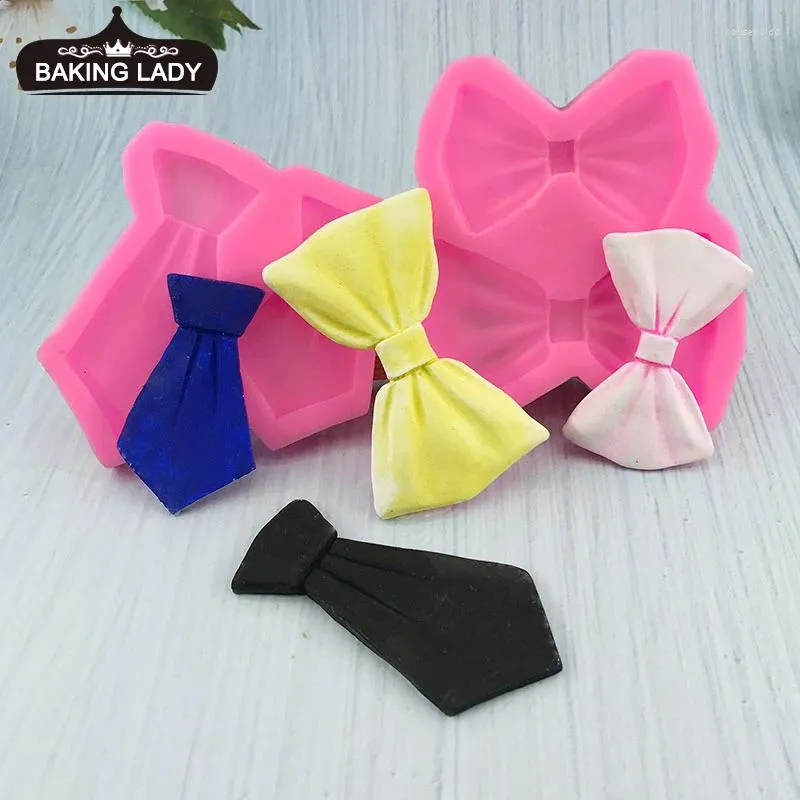 Stampi da forno Grande fiocco e cravatta Bowknot Stampo in silicone per sugarcraft Cupcake Cioccolato Fondente Strumenti per decorare torte