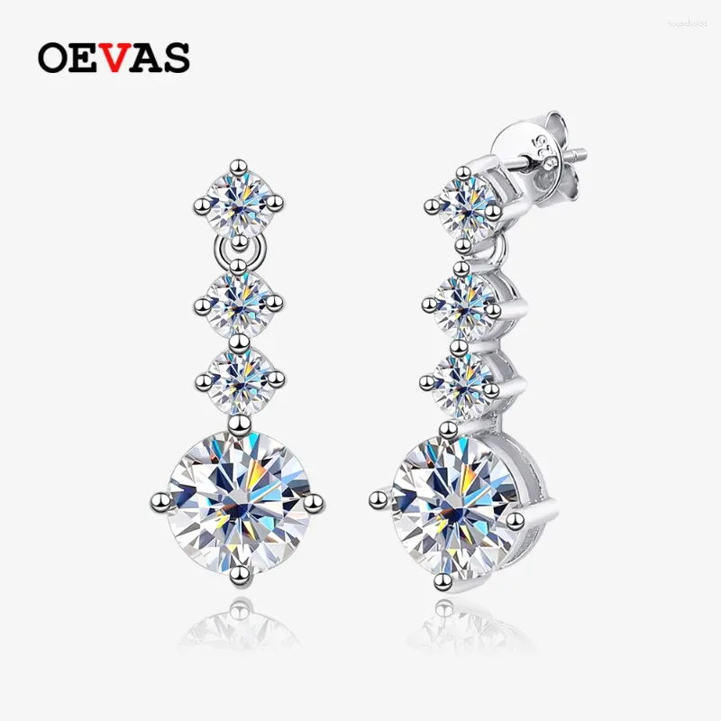 Dangle Oorbellen OEVAS 925 Sterling Zilver 2.6 Karaat 6.5mm Moissanite Drop Voor Vrouwen D VVS1 Diamant Fonkelende Fijne Sieraden