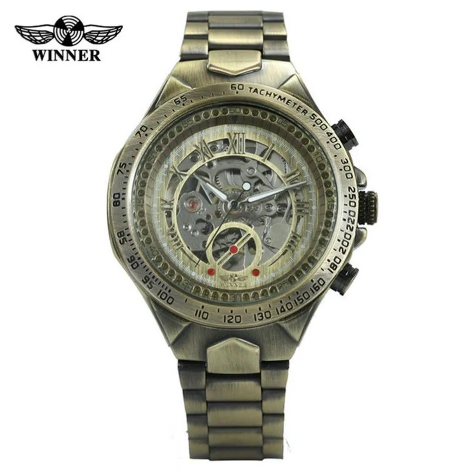 Good News zwycięzca Mężczyźni automatyczny zegarek Nowy vintage brązowy zegarek mechaniczny 10 m Waterproof Stael Business Watch278U
