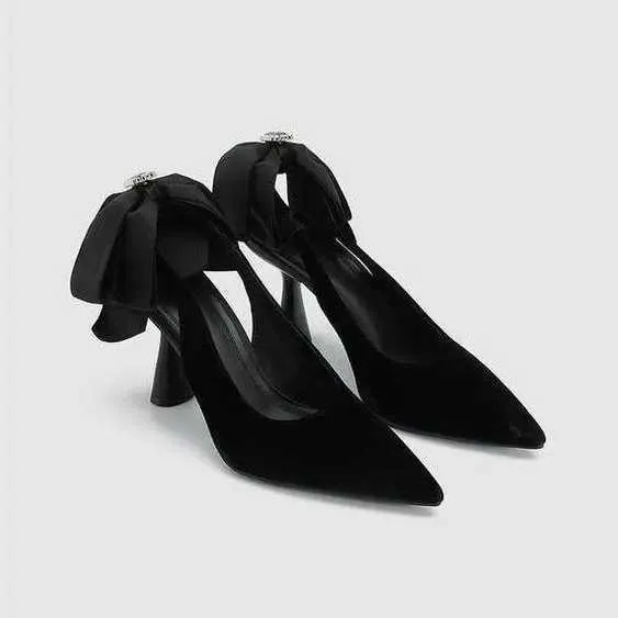 Chaussures habillées pompes femmes chaussures femme élégante chaussures à talons de luxe talons hauts robe noir strass Stiletto coréen Sexy nu fête Trendyol