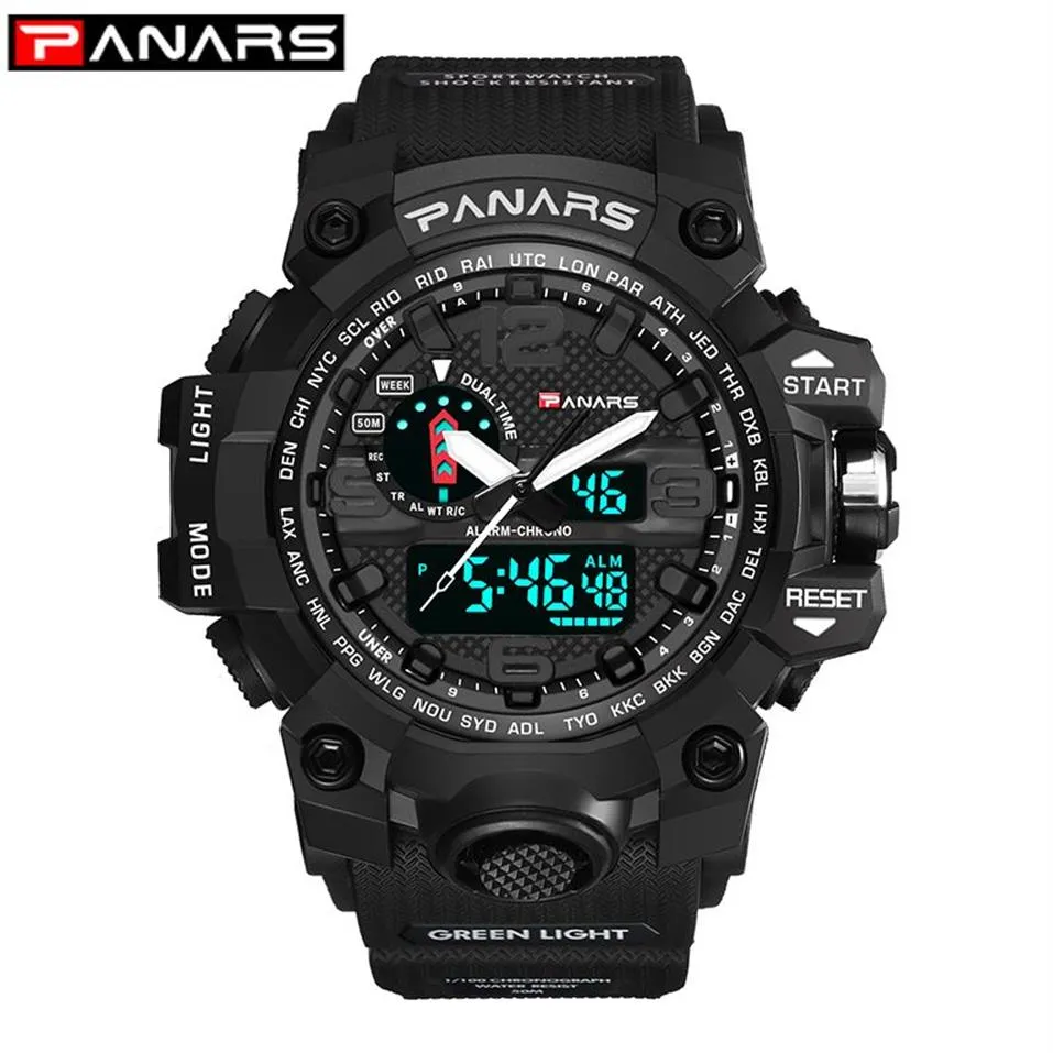 PANARS Men Sport Digital Watch Waterproof LED THOCK Male Military Electronic Army WristWatch Outdoor Multifunctional Clock LY19121255U
