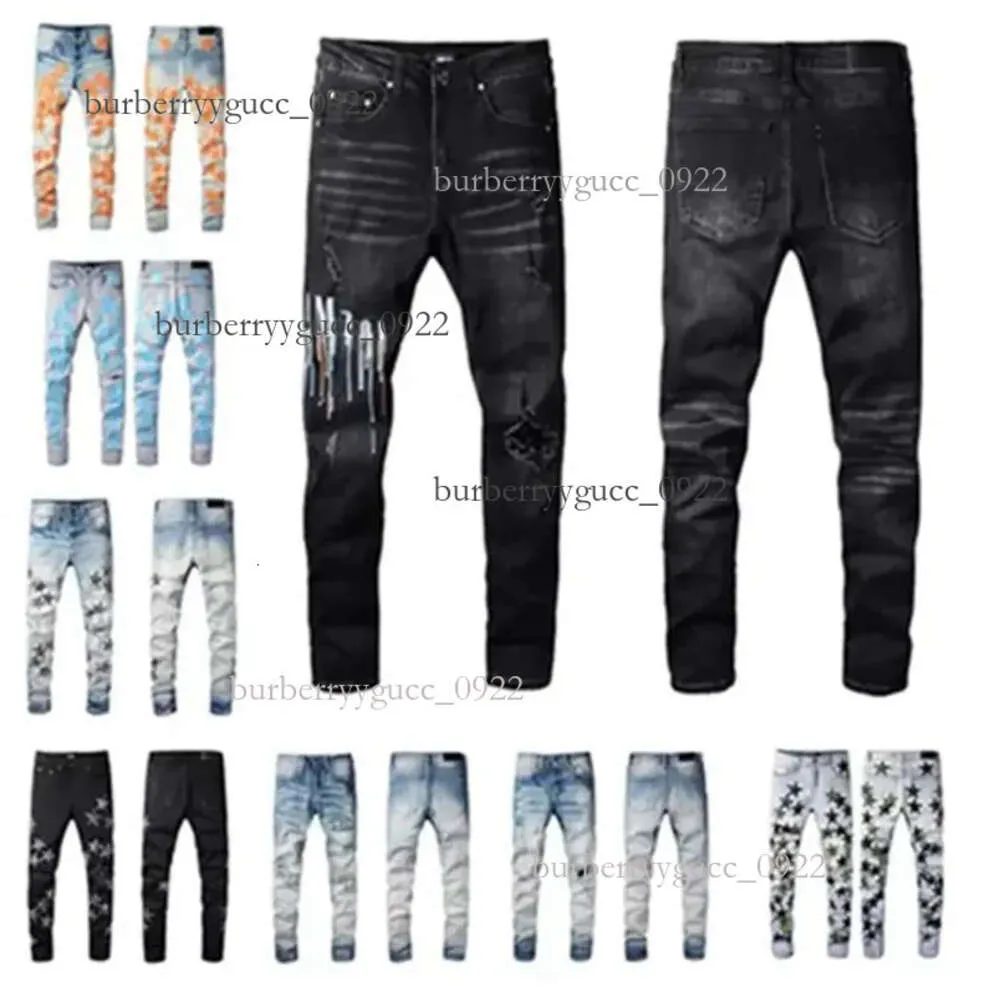 Designer Jeans Men's Denim broderade byxor Fashion rippade oss storlekar 28-40 Hip Hop-nödställda Zip-Up-byxor Multi-stil #1