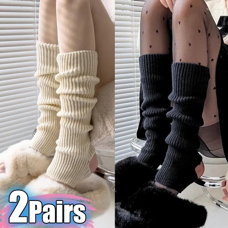 Calzini da donna 1/2 paio Lolita lunghi per scaldamuscoli calze lavorate a maglia copertura calda del piede scaldamuscoli invernali polsini per stivali all'uncinetto
