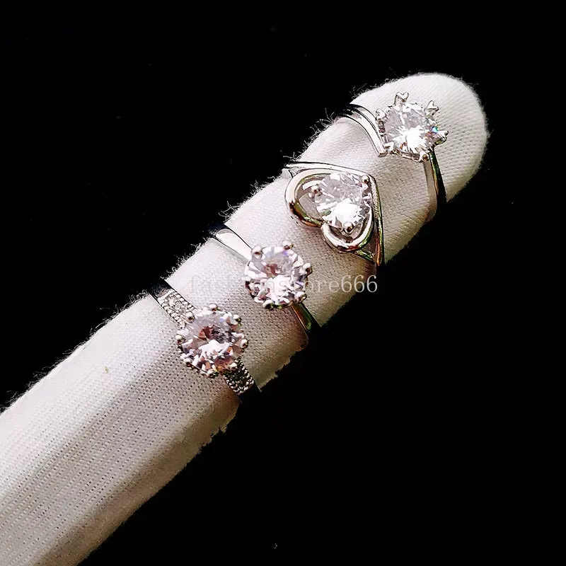 Diamond Rings Crystal Silver Women Fashion Jewelry Zircon Sweet Retro Elegant Flower Ring Gift Rings Open Adjustable Size