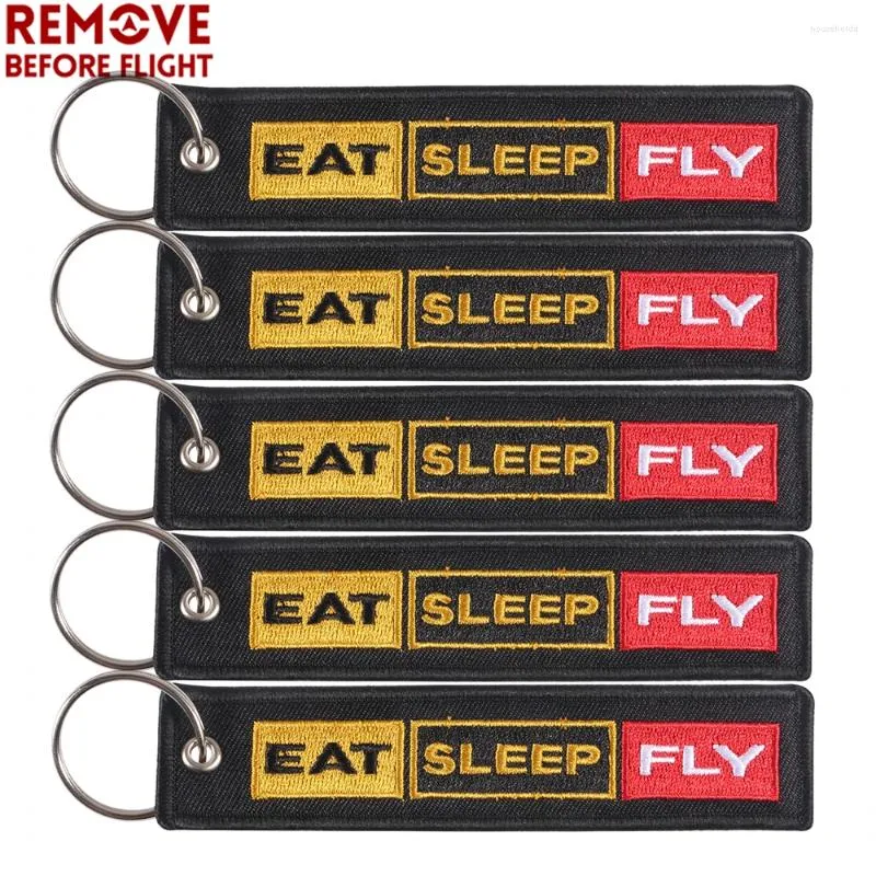 Keychains 5 PCs Embroidery Eat Sleep Fly Jewelry Key Tag Fashion Keyring Remove Before Flight Pilot Chain For Aviation Gifts