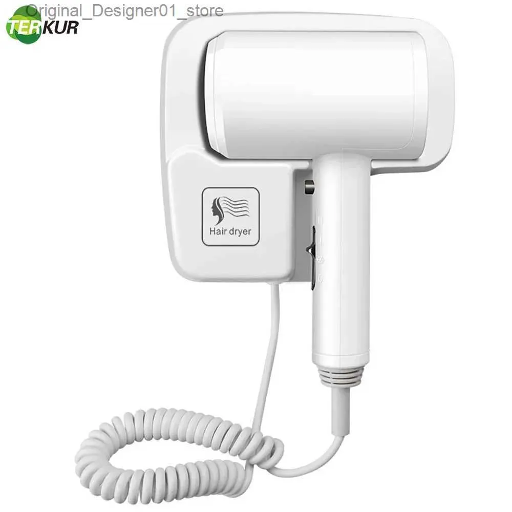 Hair Dryers Hotel Hair Dryer Wall-mounted Strong Wind Bathroom Toilet Homestay Household Blower 1300W Powerful Free Punching with 3M Glue Q240131