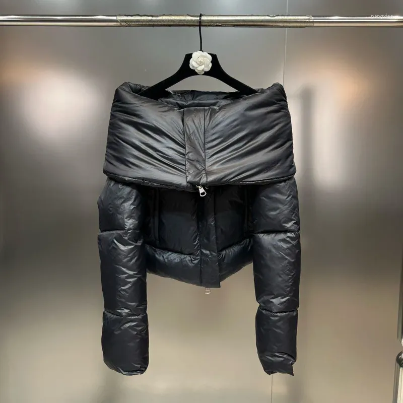 여자 트렌치 코트 프리 톰 포트 여성 스트레이트 어깨 따뜻한 코트 2024 겨울 패션 롱 슬리브 지퍼 포켓 면봉 재킷 여성