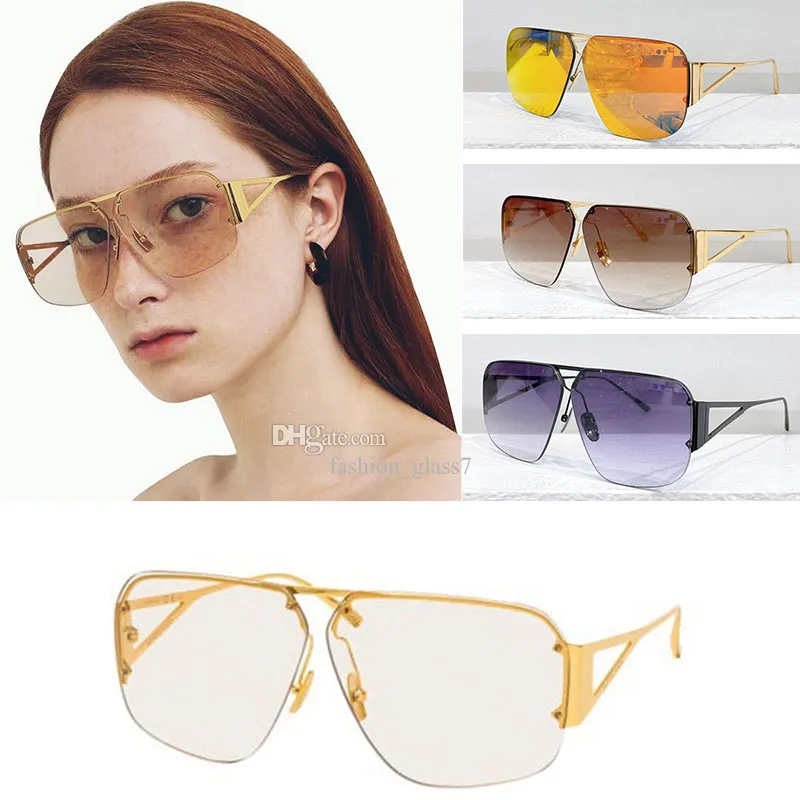 Mens and Womens Fashion Rectangular Frame Sunglasses Luxury Triangle Legs High Quality Metal Frame Glasses Strap Top of the line Box BV1065S