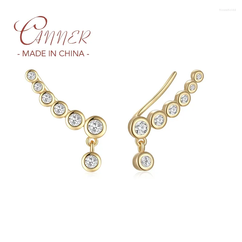 Pendientes CANNER S925 de plata esterlina de lujo de una sola fila de circón redondo pendiente Piercing para mujeres regalos de joyería exquisita Brincos