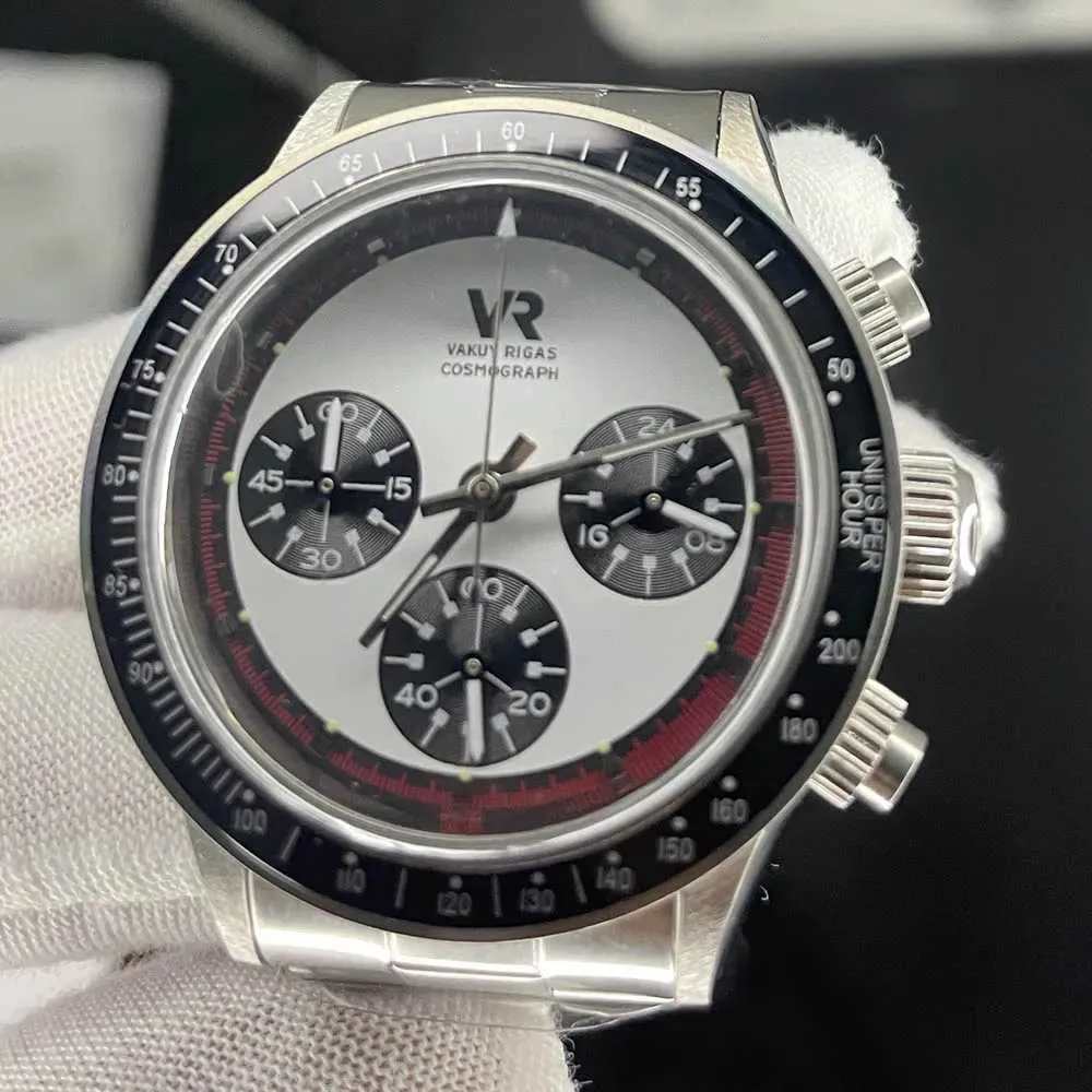 Diğer Saatler 7750 Zaman Retro Kombinasyon Panda Panda Watch Mens Quartz Yuvarlak Yün Su Geçirme Taşımacılığı Japon VK63A Hareketi J240131