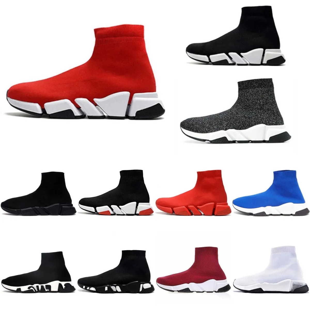 2024 Projektanci Speeds 2.0 V2 Casual Shoes Platforma Sneaker Men Men Skarpet Paris Socks Buty Black White Blue Light Light Ruby Graffiti High