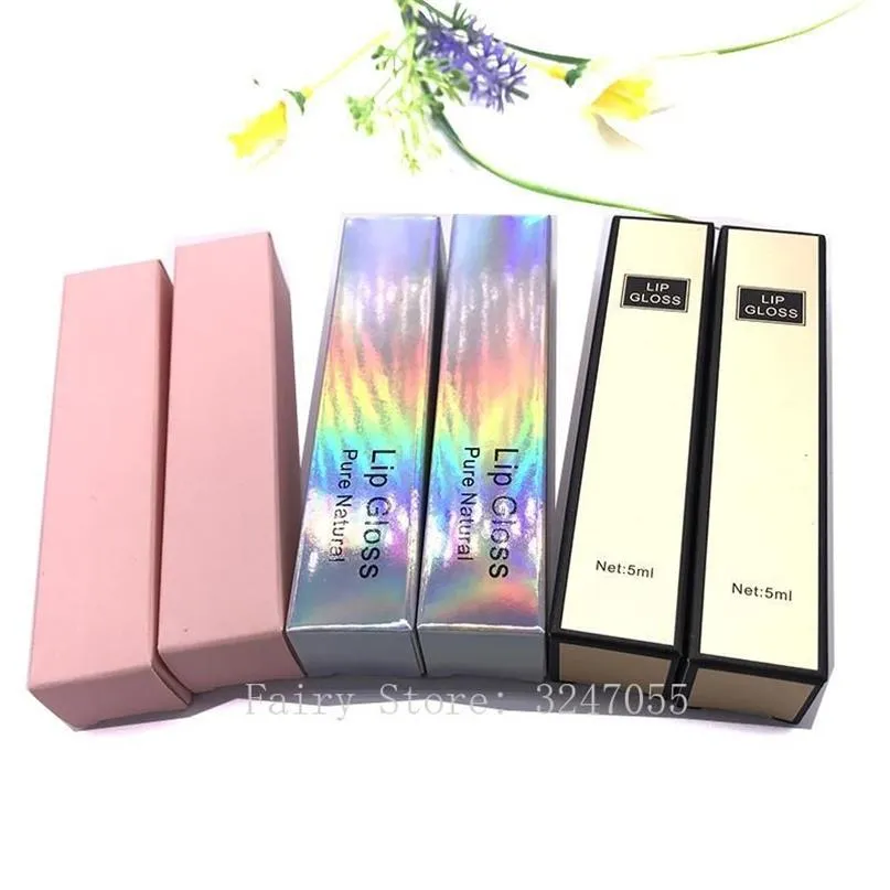 50 100pcs 23 23 107mm Cosmetic Paper Packing Box for Lipgloss Tube 2 3 2 3 10 4cm Pink Colored Packing Box of Lip Gloss Bottle210K