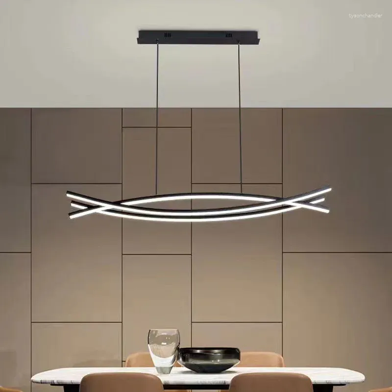 Lustres en aluminium Simple LED Restaurant cuisine barre luminaires suspendus hauteur réglable lampe moderne