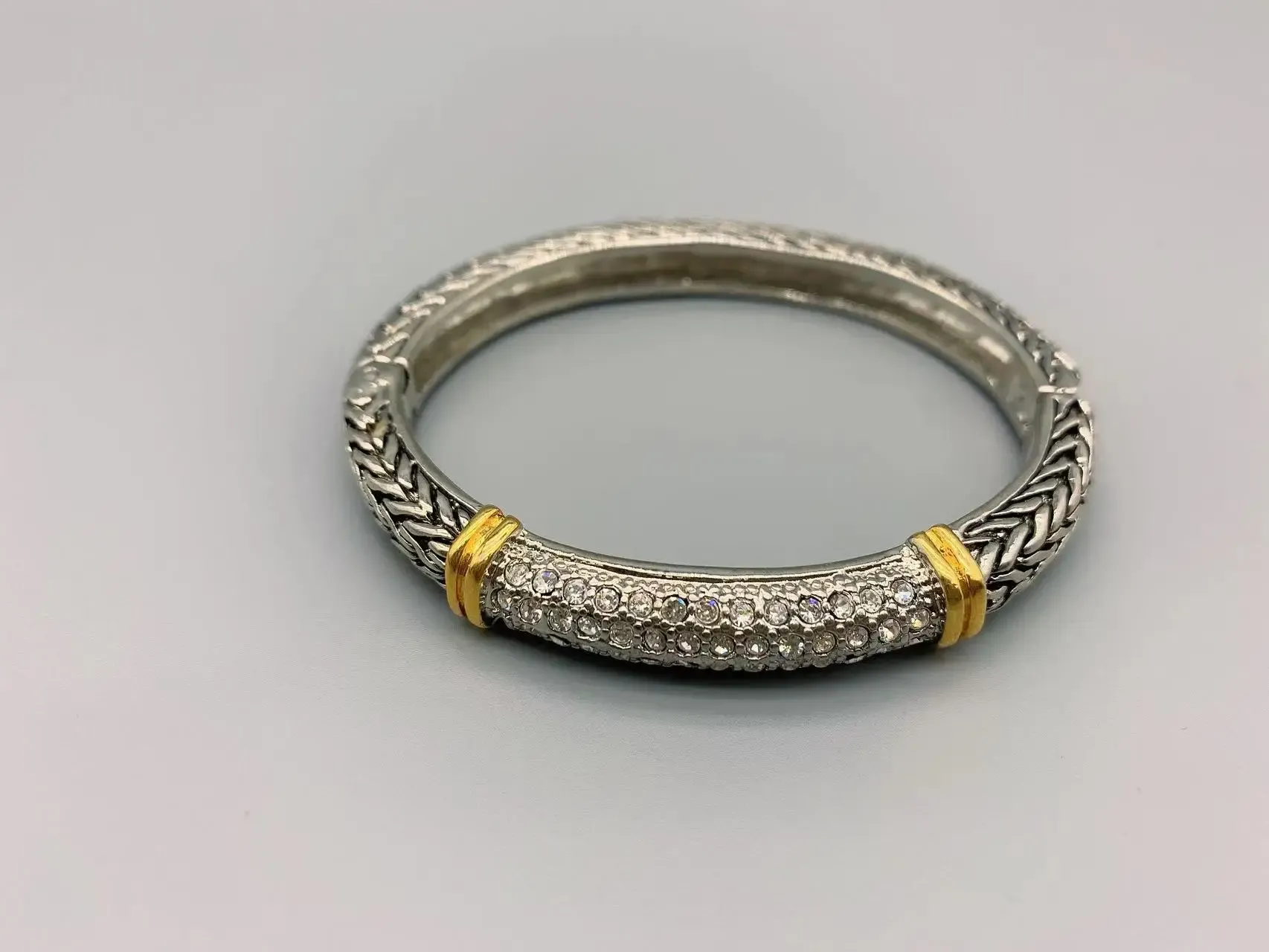 Kolye Le Han Jewelry Klasik Zincir Gümüş ve 18K Altın Kaplama Bagal Breaclet ile berrak kübik zirkonya