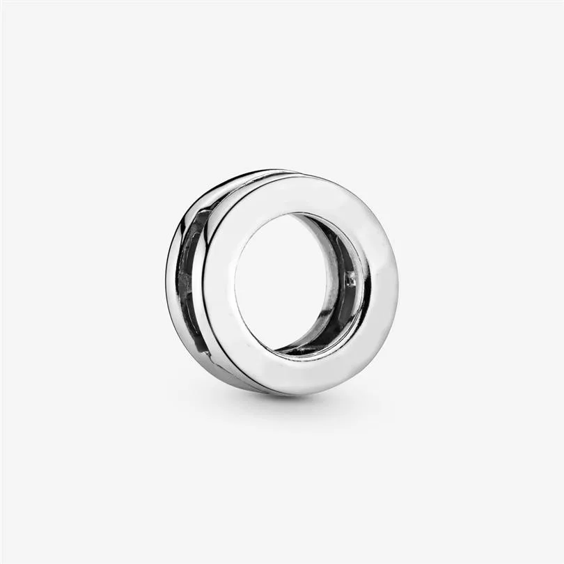 100% 925 Sterling Silver Logo Circle Clip Charms Fit Reflexions Mesh Bracelet Mode Femmes Mariage Fiançailles Bijoux Accessoires324K