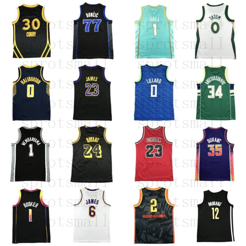 Erwachsene Jugend Tyrese Haliburton Basketballtrikot Curry Antetokounmpo LeBron Luka Doncic Bryant Michael Jayson Tatum Wembanyama Kevin Durant Booker Ja Morant Maxey