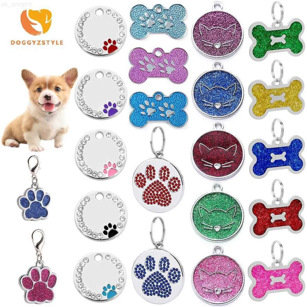 Dog Collars Leashes Personalized Free Engraving Pet Cat Name Tags Customized Dog ID Tag Collar Accessories Nameplate Anti-lost Pendant Cute Keyring