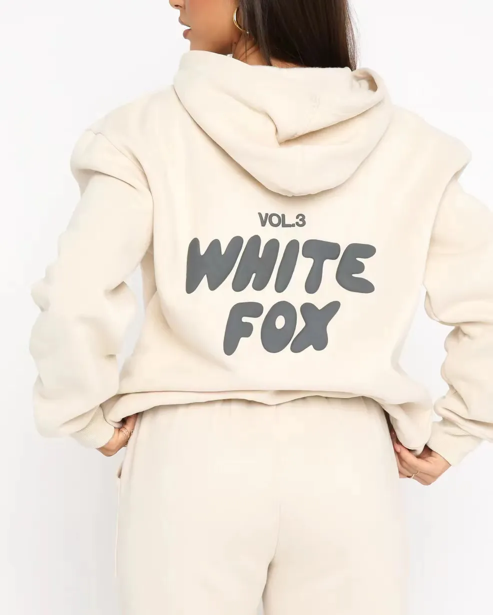 Designer Tracksuit White Fox Hoodie Define Dois 2 Peça Mulheres Homens Roupas Set Desportivo Manga Longa Pulôver Com Capuz Fatos Primavera Outono Inverno 530