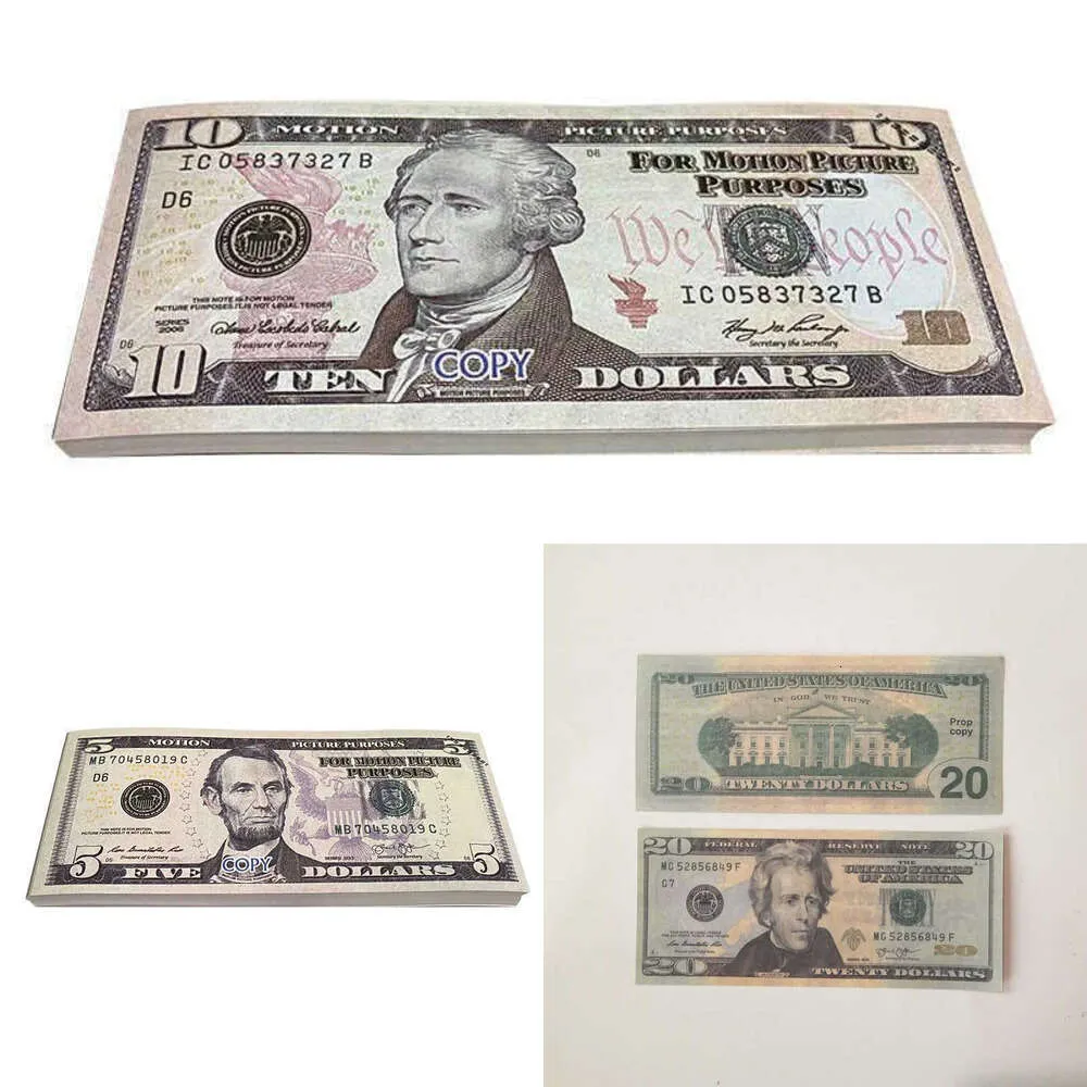 50% Größe USA Dollars Party liefert Prop Money Movie Banknote Papier Neuheit Toys 1 5 10 20 50 100 Dollar Währung gefälschte MoneyGs448RVB