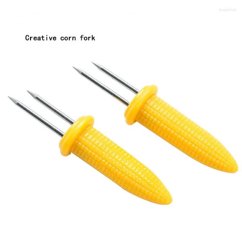 Tools 10Pcs Fork Corn Skewer Stainless Steel Holders On The Cob Skewers Fruit Forks Outdoor Barbecue Tool