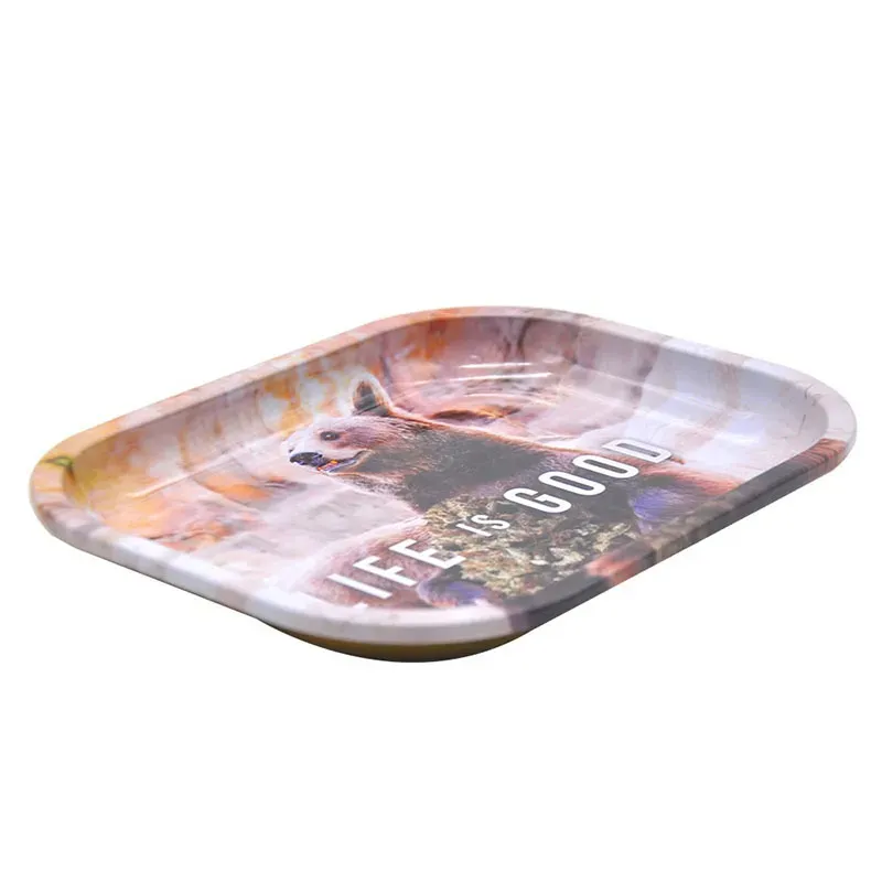 180140mm iron plate storage cigarette trays rolling tray cartoon pattern tobacco rolling trays roller smoking accessories ac122