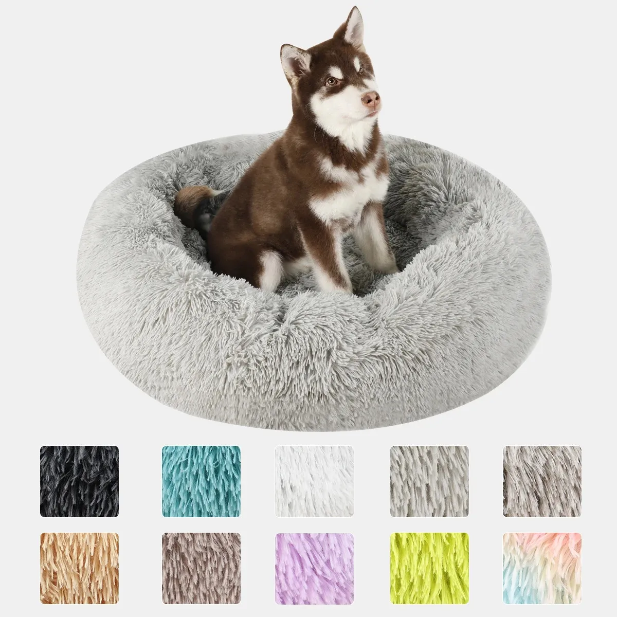 Lit pour chien Donut grand grand panier rond lits en peluche pour chiens accessoires moyens chenil moelleux petit chiot lavable animaux produits pour chats 240123