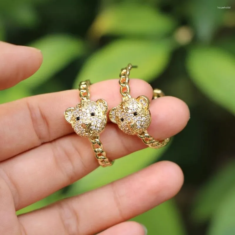 Stud Earrings Funny Gold Color Cartoon Bear Earring For Women Female C Shape Animal Hoop Daily Holiday Jewelry