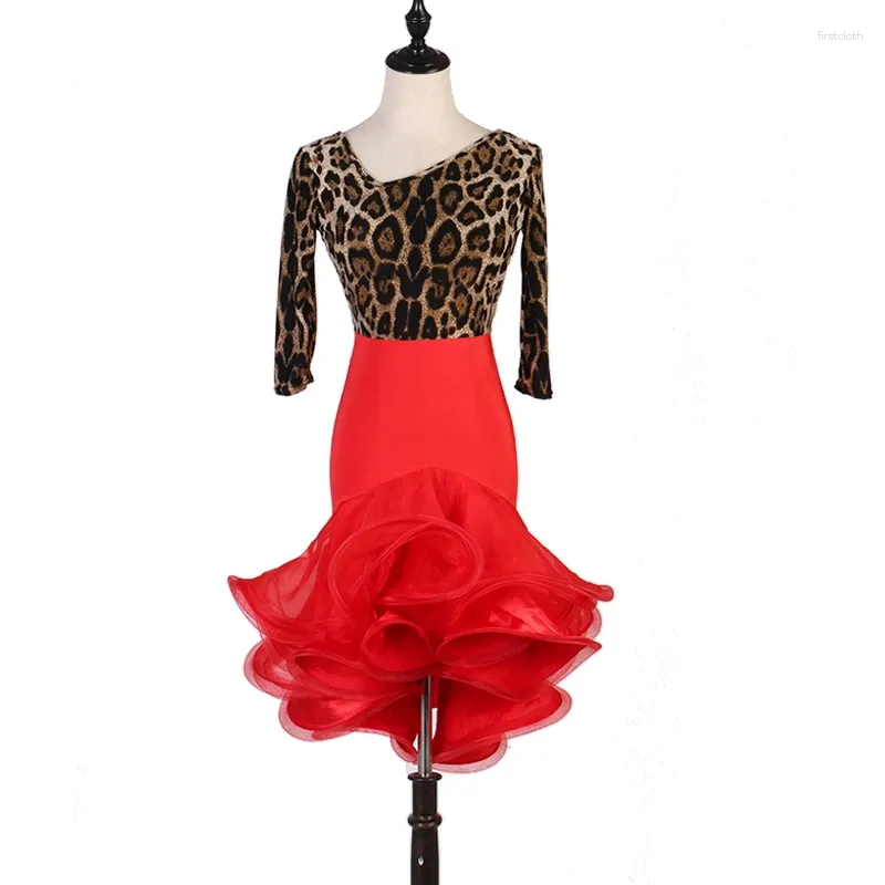 Stage Wear Latin Dance Dress For Sale Costume Tango Dresses Women Salsa Style Print Stitching Competition Costumes