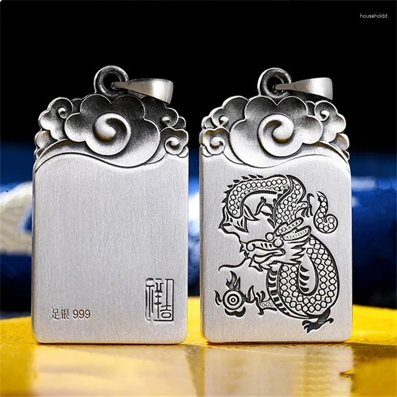 Hängen Lucky Clouds Dragon Tiger Pendant For Men smycken Silver 925 Chain Halsband pojkvän Välsigande tillbehör