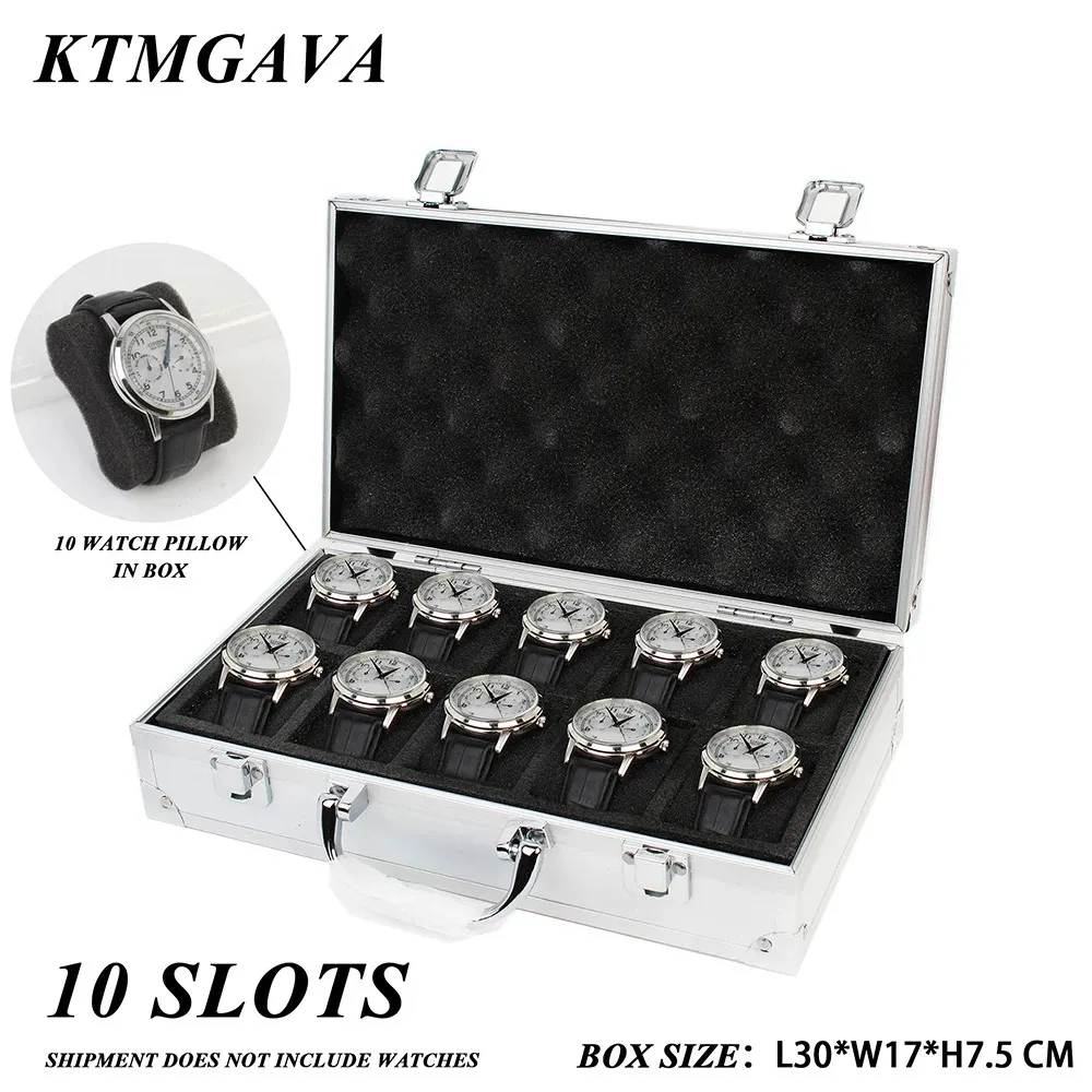 10 fentes montre boîte de rangement en alliage d'aluminium utile bijoux montres-bracelets support boîte d'affichage support de montre boîte organisateur boîte à outils 240118