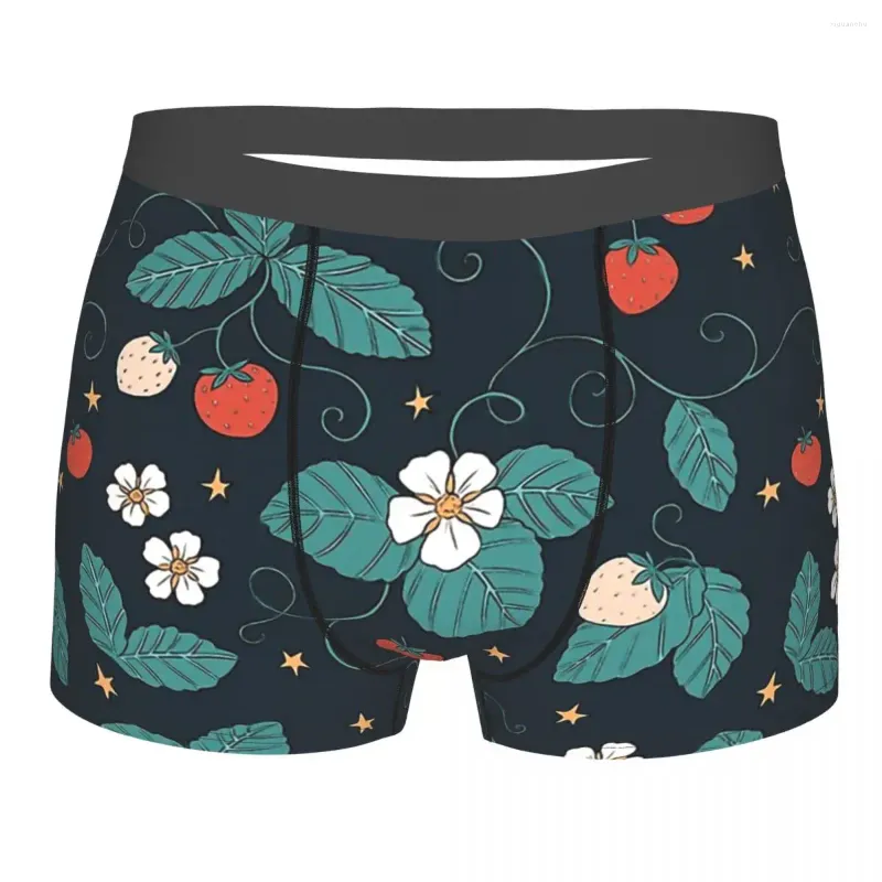 Underpants Cottagecore Aesthetic Visual Cotton Panties Man Underwear Sexy Dark Strawberries And Stars Shorts Briefs