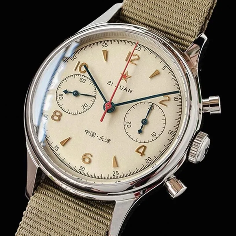 Zegarek wojskowy dla Man Chronograph nadgarstka Seagull 1963 Oryginalny ST1901 Ruch Sapphire Waterproof Limited Card Wristwatches219a