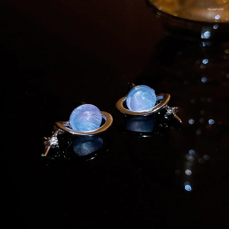 Stud Earrings JWER Romantic Blue Starry Sky Planet Personality Moonstone Woman Elegent Exquisite 2024 Trend Jewellery Gifts