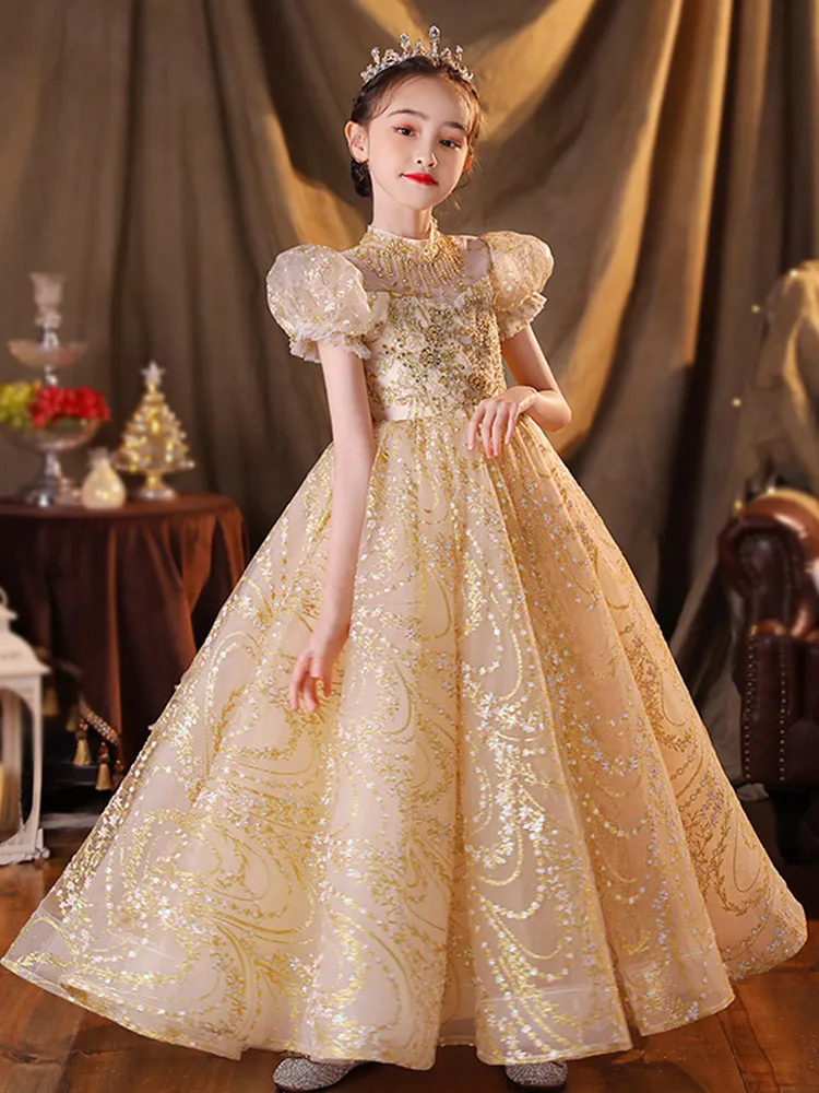 Champagne Gold Sequin Ball Gown Flower Girl Dress for Weddings and First  Holy Communion from Dhgate Flower Girls' Dresses - price 564.91