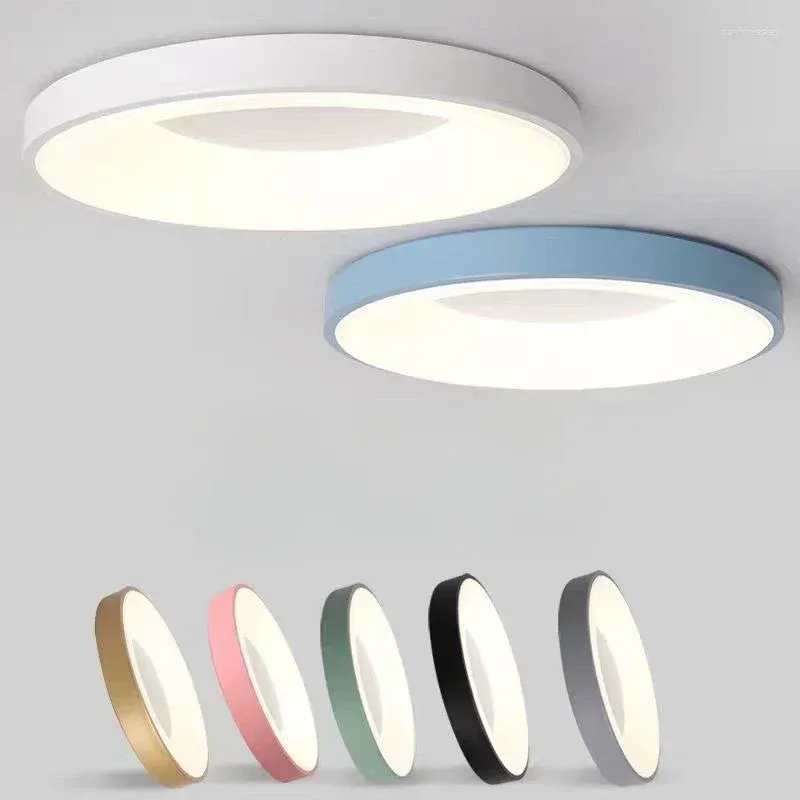 Plafonniers Ultra-minces Chambre LED Lumière Rose Luminaire Rond Pour Salon Étude Salle À Manger