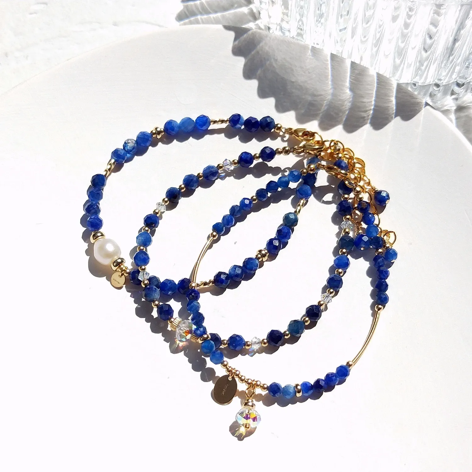 Brangles Li Ji Kyanite Bracelet en or 14K Bracelet Natural Blue Stone Sparkling Charm Bijoux pour cadeau