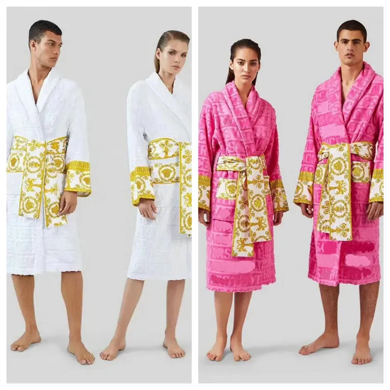 lounge set partydress Veet Bathrobe Robe Baroque Fashion Cotton Hoodies Pamas Mens Women Letter Jacquard Printing Barocco Print Sleeves Shawl Colla