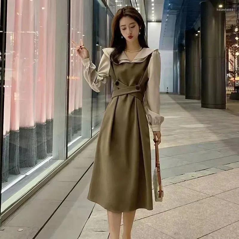 Casual Kleider Lange Ärmel Frühling Herbst 2024 Elegante Kleid Frau Midi Kleid Frauen Party Hochzeit Abend Dongdaemun Koreanische Kleidung