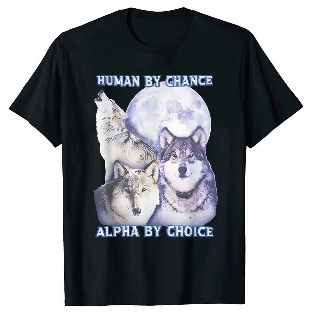 T-shirts pour hommes Humain par chance par choix Wolf Hommes T-shirt Mignon Loup Graphique Sortant Extraverti Social Papillon Disant Tee