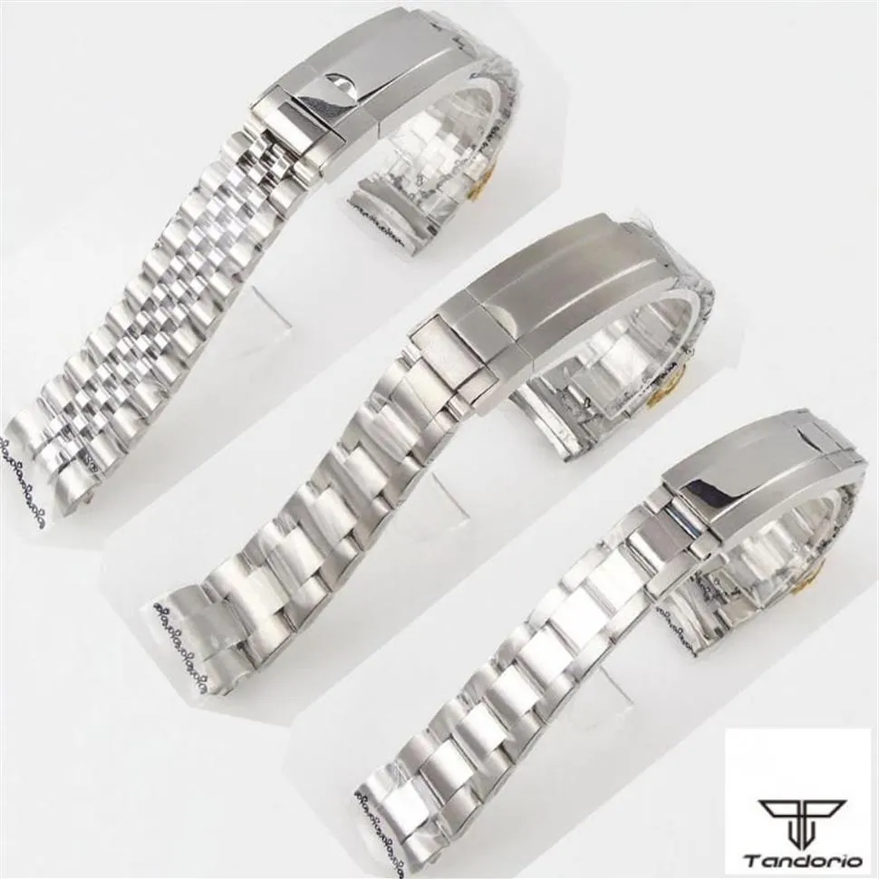 Cinturini per orologi Cinturino stile Oyster Jubilee da 20 mm Bracciale in acciaio inossidabile 904L Pezzi di ricambio Sistema di blocco scorrevole spazzolato lucido238z