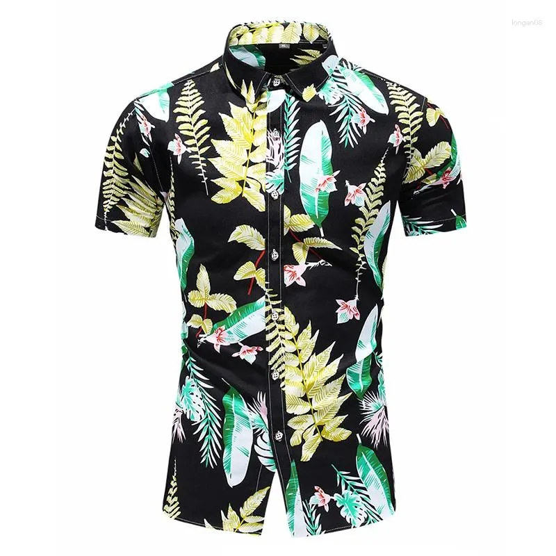 Camisas casuais masculinas 5xl 6xl 7xl camisa de flor verão moda personalidade impressa manga curta masculina plus size praia havaiana