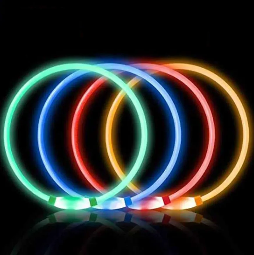 LED Flash Dog Collars Light Up Puppy Neckcollar Glowing Necklace for Small Medium Large Pet USB Rechargeable Cuttable