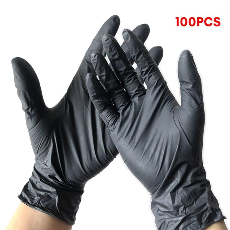 100Pcs Disposable Gloves Latex Nitrile Rubber Household Kitchen Dishwashing Gloves Work Garden Universal for Left and Right Hand Y2887