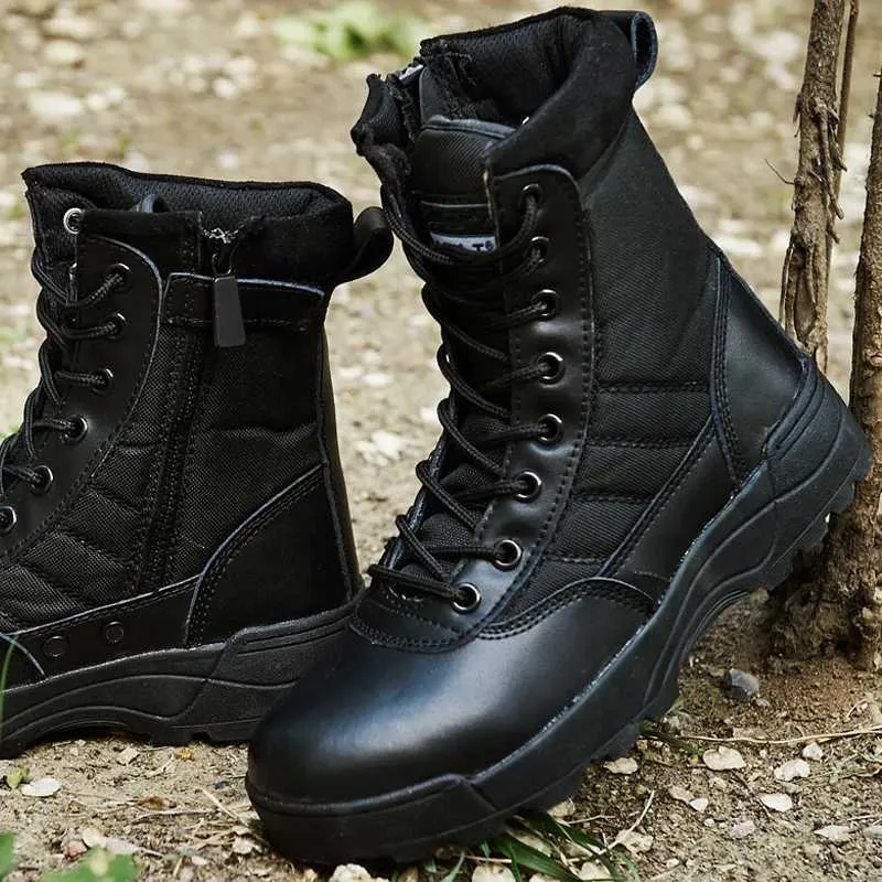 SURES BUTS TAKTICAL Combat Training Boots Men Men Men Outdoor Hunting Wspinaczka Niepoślizgowa skórzana skórzana buty 35 46L2401