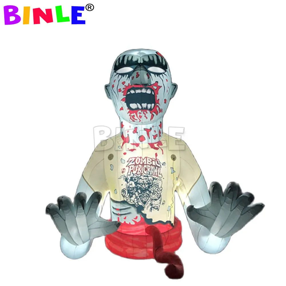 wholesale Zombie d'Halloween gonflable géant de personnages sanglants avec des lumières LED figure de monstre Franky Frankie pour la décoration extérieure