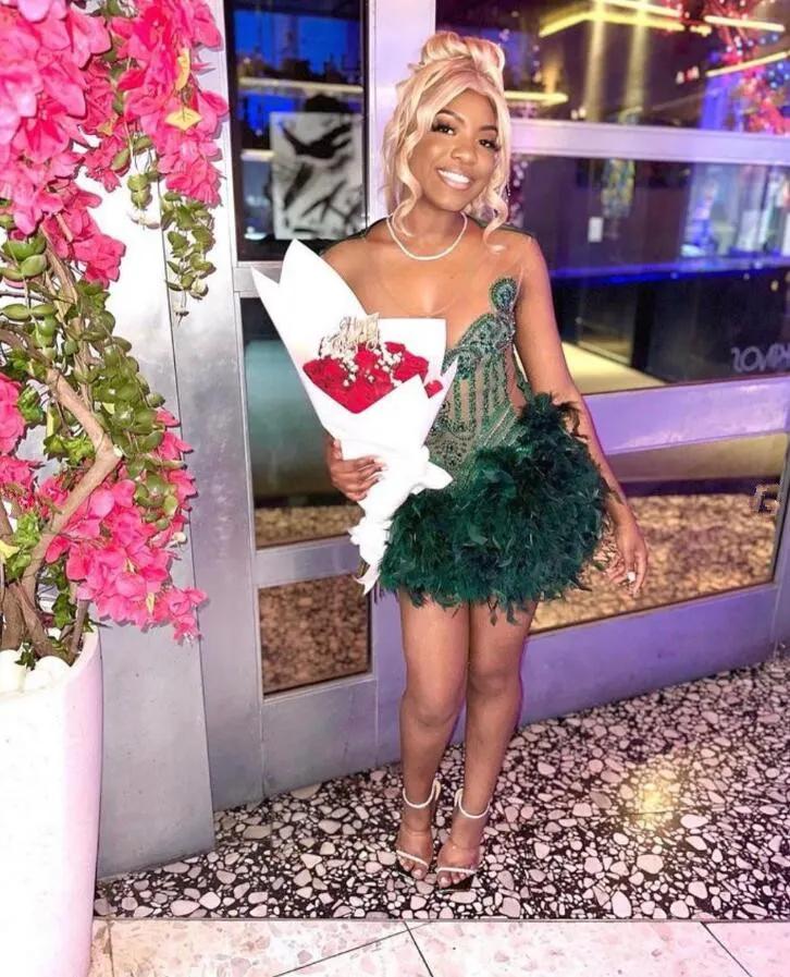 sachin and babi light blue dress Off the Shoulder Dark Green Short Homecoming Dress – Dressesforparty main image 0