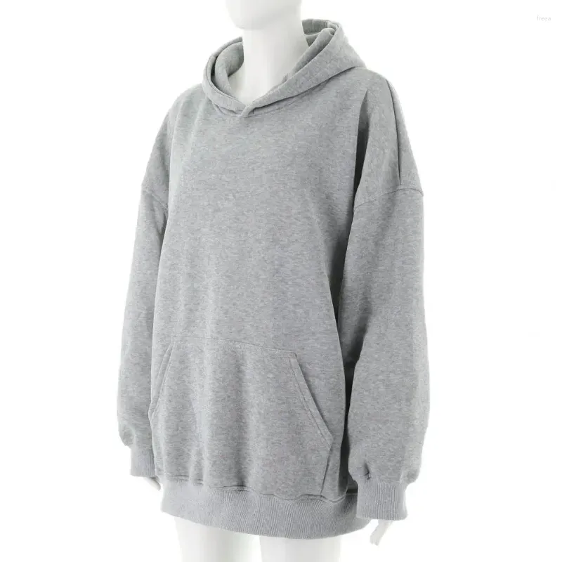 Women's Hoodies Long Sleeve Solid Color Sweatshirt Polyester Fleece Lined Cozy Hoodie Stylish Fall Pullover For Casual