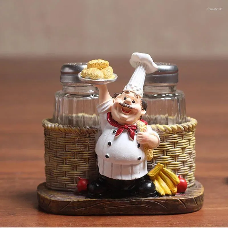 Garrafas de cozinha chef cozinheiro pimenta condimento garrafa modelo estátua estatueta em miniatura presentes artesanato resina decoração para casa acessóriosbd85