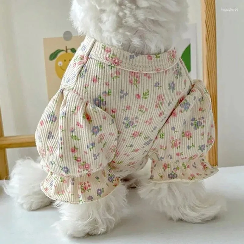Vestuário para cães roupas florais pulôver hoodies camisa moletom manga bolha o-pescoço roupas de gato para cães pequenos chihuahua pet #18